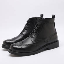 men fashion business wedding formal dress ankle boots cow leather brogue shoes carving bullock short boot zapatos de hombre bota 2024 - buy cheap