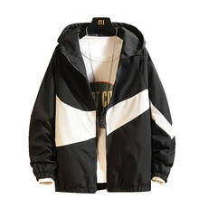 Jacket Men New Hooded Spring Autumn Fashion Patchwork Color Block Coat Casual lover Jacket Hip hop Windbreaker zipper Parka Men 2024 - buy cheap