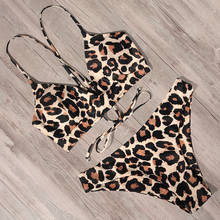 RXRXCOCO-Bikini Bandage de leopardo para mujer, traje de baño Sexy, conjunto de Bikini con Push-Up para mujer, conjunto de Bikini liso para mujer 2020 2024 - compra barato