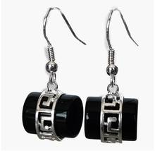 Pendientes de gancho de plata 925 de jade NATURAL negro VINTAGE, hechos a mano, 1 1/5 ", envío gratis 2024 - compra barato