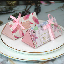Cajas triangulares para dulces, bolsa de Chocolate, recuerdo de boda, fiesta de cumpleaños, caja de regalo con cintas decorativas, 10 Uds. 2024 - compra barato