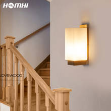 Bedside Lights Home Lighting Japanese-style Wall Sconce Nordic Wooden Modern Led Wall Stair Light Cube Trapverlichting Homhi 2024 - buy cheap