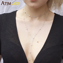 Collar de plata esterlina 2020 para mujer, cadena Sexy de doble capa con collar de circonia cúbica AAA Y joyería, novedad de 925 2024 - compra barato