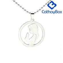 Our Blessed Virgin Lady Mary Round Charm Stainless Steel Pendant Necklace Free Chain 50CM Long 2024 - buy cheap