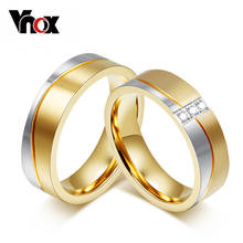 Alianças de casamento vnox de ouro, joias elegantes para homens e mulheres, joias com nome gravado para casal 2024 - compre barato
