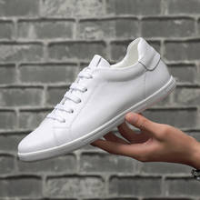 New Fashion Handmade Spring AutumnMen Casual Shoes Real Leather Breathable Flats Loafers Travel Simple White Sneakers 2024 - buy cheap