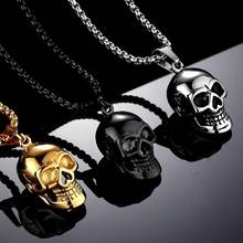 Fashion Skull Pendant Necklace Men Hip Hop Popular Personality Punk 3D Skull Pendant Chain Necklace Men's Jewelry Gifts 2024 - buy cheap