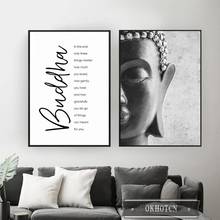 Estatua de media cabeza de Buda Zen, póster budista con citas motivadoras, lienzo, pintura, arte de pared, imágenes minimalistas, decoración moderna del hogar 2024 - compra barato