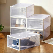 6PCS Foldable Clear Shoes Storage Boxes Plastic Stackable Shoe Organizer Thickened Transparent Drawer Shoe Case 2024 - buy cheap