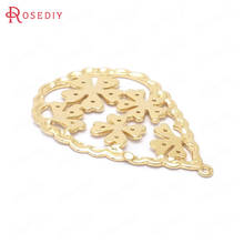 (33499)6PCS 37*26MM 24K Gold Color Brass Flower Drop Shape Charms Pendants High Quality Diy Jewelry Findings Accessories 2024 - buy cheap