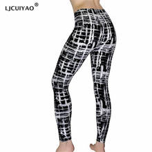 LJCUIYAO-Leggings de Fitness para mujer, pantalones de cintura alta con estampado de rayas, para correr, gimnasio, deporte y trotar 2024 - compra barato