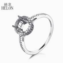 Helon 6.5mm redondo sólido 10 k ouro branco pave si/h diamantes naturais noivado casamento semi montagem anel definir jóias finas femininas 2024 - compre barato