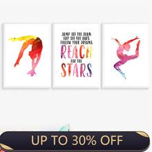 Gymnastics Wall Art Canvas Posters Prints Gymnast Quote Sign Painting Colorful Watercolor Wall Pictures Home Decoration 2024 - buy cheap