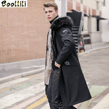 Boollili Parka Men's Winter Goose Down Jacket Real Rabbit Fur Coat Hooded Raccoon Fur Collar Warm Parkas Men 2020 2024 - buy cheap