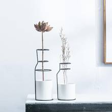 Maceta de estilo nórdico Simple con patrón de mármol, florero de mesa, soporte de hierro, cerámica, arte, maceta para flores, decoración para el hogar, boda, sala de estar 2024 - compra barato