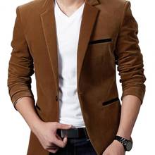 Мужской деловой Блейзер, Классический бархатный пиджак с отворотным воротником, Мужская одежда для фирмы, мужской модный Блейзер, пальто, 3 цвета 2024 - купить недорого