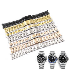 Rolami pulseira de relógio de aço com fecho curvo, 20mm, cor sólida, para rolex, estilo ostra, subamriner daytona gmt 2024 - compre barato