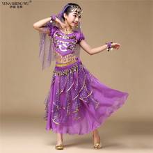 Conjunto de dança do ventre infantil, traje com 2/7 peças, dança do ventre oriental, roupas para meninas, dança do ventre indiano 2024 - compre barato