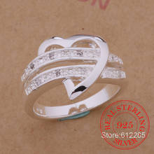 Cristal amor coração anéis para as mulheres 925 prata esterlina moda jóias noivado festa de casamento feminino anéis de presente acessórios 2024 - compre barato