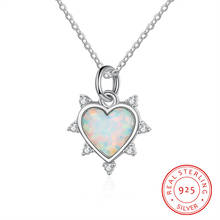 Forever Love Heart Women Necklaces 925 Sterling Silver Opal Pendant Necklaces Cubic Zirconia Fine Jewelry Gifts for Girls Mom 2024 - buy cheap
