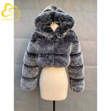 Winter Warm Fluffy Faux Fur Coats Jackets Women High Quality Fake Fur Cropped Jackets with Hooded Winter Fur Jacket 2024 - buy cheap