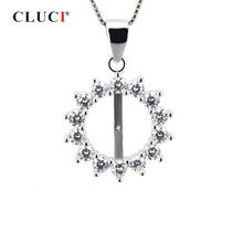 CLUCI Round Silver 925 Pearl Pendant Mounting Women Fine Jewelry 925 Sterling Silver Charms Pendant for Necklace Jewelry SP041SB 2024 - buy cheap