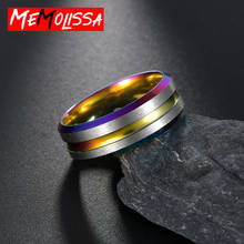 Colorful Rainbow 316L Stainless Steel groove Glossy Face Couple Rings for Women Men Kids Cool Boy Classic Jewelry anillos mujer 2024 - buy cheap