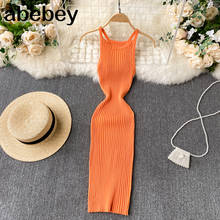 Women Sexy Knitted Pencil Dress Sleeveless Off Shoulder Elastic Slim Party Dresses Summer Fashion Sheath Strap Dress 2024 - buy cheap