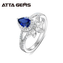 Anel de prata esterlina de safira azul para mulher 0.9 quilates criado safira design original feminino requintado estilo anel 2024 - compre barato