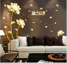 Golden Riches Honour Flowers Chinese Style DIY Wall Stickers Living Room TV Sofa Background Mural Decal 2024 - buy cheap