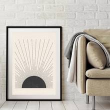 Sun Illustration Mid Century Modern Block Print Neutral Colors Style Poster Canvas Painting Wall Picture Living Room Home Decor 2024 - buy cheap