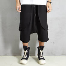 Men Summer Fashion Casual Harem Pant Streetwear Hip Hop Low Crotch Loose Wide Leg Trousers Jogger Pant Black 2024 - buy cheap