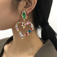 Colorful Heart Earrings For Women 2020 Trendy Luxury Big Dangle Earings Girls Rhinestone Fashion Statement  Jewellery 2024 - buy cheap