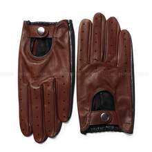 Male Fall and Winter Genuine Leather Gloves Men's Fashion Brand Yellow Warm Driving Unlined Gloves Goatskin Mittens 2024 - buy cheap