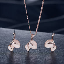 Romantic Cute Heart Love Opal Metal Stitching Pendent Earrings Necklace Set Korean Neck Ear Jewelry Sets for Women Girls Gift 2024 - buy cheap