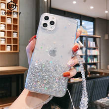 Lovebay Glitter Bling Strap Crystal Lanyard Phone Case For Carry Cover For iPhone 11 Pro XS Max XR X 7 8 6 6S Plus Clear Cover 2024 - купить недорого