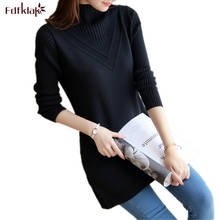 Fdfklak-suéter de cuello alto para mujer, Jersey de punto elegante, cálido y grueso, otoño e invierno, novedad 2024 - compra barato
