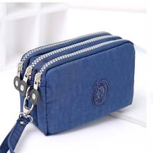 2022 New Coin Purse Women Small Wallet Washer Wrinkle Fabric Phone Purse Three Zippers Portable Make Up Bag 8 colors 2024 - buy cheap