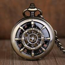New Arrival Steampunk Boat Rudder Hollow Mechanical Pocket Watches Skeleton Hand-winding Retro Male Clock with Pendant Fob Chain 2024 - buy cheap