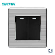 SRAN UK-interruptor basculante de 3 vías, panel de borde plateado de acero inoxidable, 250V, 16A, 86mm x 86mm, blanco, negro y dorado 2024 - compra barato