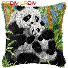 Gancho de gancho de Panda para madre, funda de almohada para, lienzo impreso de Color, hilo acrílico 2024 - compra barato