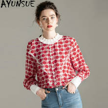 100% Real Silk Vintage Blouse Women Clothes 2020 Ladies Tops Long Sleeve Shirts Women Blouses Print Shirts Ropa Mujer MY5845 2024 - buy cheap