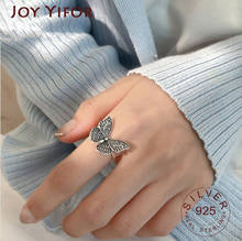Anillo ajustable abierto de Plata de Ley 925 para mujer, anillo de mariposa Simple Retro, anillo hecho a mano de tendencia de moda para mujer 2024 - compra barato