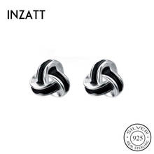 INZATT Real 925 Sterling Silver Black Hollow Triangle Stud Earrings For Fashion Woman Punk Fine Jewelry Minimalist Accessories 2024 - buy cheap