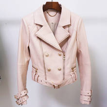 Motorcycle Pink Jacket Women 2021 Autumn Winter Female Short Jackets Coat PU Leather Classic Double Zipper Jackets High Quality 2024 - buy cheap