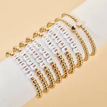 Boho Style Gold Color Beads Letter Bracelets For Women Family Jewelry Wholesale Women DIY Letter Bohemia Beads Bracelet Handmade 2024 - buy cheap