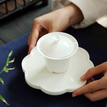 Sheep Fat Jade Ceramic Whiteware Cover Bowl Japanese Handmade Kung Fu Three-Force Ceramic Tea Bowl Tea Gaiwan Chinese Gaiwan 2024 - buy cheap