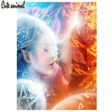 DIY diamond painting full drill square "Ice fire lovers" diamond embroidery elf couple mosaic cross stitch decor home painting 2024 - buy cheap