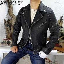 AYUNSUE Motorcycle Leather Jacket Men Spring 2021 New 100% Real Cowhide Coat Vintage Biker Mens Leather Jackets De Cuero Genuino 2024 - buy cheap