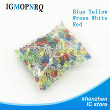 500PCS/LOT 3MM LED Diode Kit Mixed Color Red Green Yellow Blue White LED Light 5 Color Each 100 pieces 2024 - buy cheap